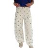 image:imageCHARTOU Y2k Polka Dot Barrel Jeans Women Seam Front Baggy Jeans Casual High Waist Wide Leg Denim PantsBeige