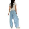 image:imageCHARTOU Y2k Polka Dot Barrel Jeans Women Seam Front Baggy Jeans Casual High Waist Wide Leg Denim PantsBlue