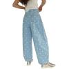 image:imageCHARTOU Y2k Polka Dot Barrel Jeans Women Seam Front Baggy Jeans Casual High Waist Wide Leg Denim PantsBlue