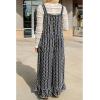 image:imageCHARTOU Y2k Ruffle Hem Pin Striped Denim Overalls for Women Distressed Baggy Crop Wide Leg Jeans JumpsuitsBlack