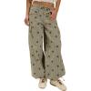 image:imageCHARTOU Women Floral Lotus Tube Jeans Baggy Pinstripe Y2k Jeans Barrel Embroidery Denim Wide Leg PantsGreen