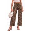 image:imageCHARTOU Women High Waisted Wide Leg Jeans Casual Stretchy Raw Hem Cropped Denim PantsLeopard