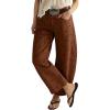 image:imageCHARTOU Women Polka Dot Barrel Jeans Baggy Y2k Denim Wide Leg Pants Boyfriend Mid Rise Ankle Jean SweatpantsChocolate Brown