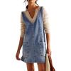 image:imageCHARTOU Women Sleeveless Denim Overall Dress Short Jean Jumper Summer Mini Dress Babydoll Pinafore Skirtall PocketLight Blue