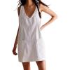 image:imageCHARTOU Women Sleeveless Denim Overall Dress Short Jean Jumper Summer Mini Dress Babydoll Pinafore Skirtall PocketWhite