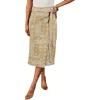 image:imageCHARTOU Women Western Wrap Denim Skirt Floral Print High Waist Tie Side Slit Midi Jean Pencil SkirtsKhaki