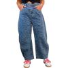 image:imageCHARTOU Women Y2k Barrel Jeans Baggy Zebra Print Denim Wide Leg Pants Cropped Cargo Jean SweatpantsBlue