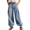 image:imageCHARTOU Women Y2k Lotus Jeans Tie Balloon Wide Leg Denim Pants Mid Waist Cargo Baggy Jeans SweatpantsBlue