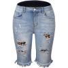 image:imageCHARTOU Womens Denim Bermuda Shorts Distressed Ripped Stretchy Jean Shorts with PocketsLeopard02