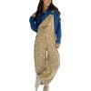image:imageCHARTOU Y2k Polka Dot Barrel Jeans Overalls for Women Baggy Denim Jumpsuit Cargo Wide Leg Pants with PocketsLight Khaki