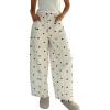 image:imageCHARTOU Y2k Polka Dot Barrel Jeans Women Seam Front Baggy Jeans Casual High Waist Wide Leg Denim PantsBeige