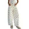 image:imageCHARTOU Y2k Polka Dot Barrel Jeans Women Seam Front Baggy Jeans Casual High Waist Wide Leg Denim PantsBrown
