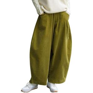 image:imageCHARTOU Women Corduroy Barrel Pants Wide Leg Vintage Mid Rise Y2k Baggy Boyfriend PantsPickle