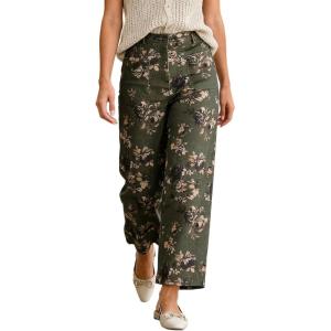 image:imageCHRTOU Womens High Rise Wide Leg Jeans Baggy Cropped Floral Denim Pants Ankle Cute Jeans BoyfriendArmy Green