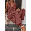 image:imageCHARTOU Women Button Sleeveless Jumpsuit Hooded Romper Lounge Romper Pants Harem Jumpsuit Cargo Pockets LargeBrick red