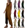 image:imageCHARTOU Women Button Sleeveless Jumpsuit Hooded Romper Lounge Romper Pants Harem Jumpsuit Cargo Pockets LargePeacock blue