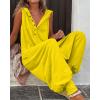 image:imageCHARTOU Women Button Sleeveless Jumpsuit Hooded Romper Lounge Romper Pants Harem Jumpsuit Cargo Pockets XLargeBright yellow