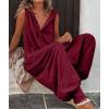 image:imageCHARTOU Women Button Sleeveless Jumpsuit Hooded Romper Lounge Romper Pants Harem Jumpsuit Cargo Pockets XLargeWine red