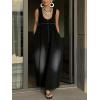 image:imageCHARTOU Women Long Tank Denim Dress Casual Loose U Neck Pleated Overall Dress Jean Jumpsuit with PocketsBlack