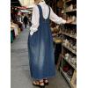 image:imageCHARTOU Women Long Tank Denim Dress Casual Loose U Neck Pleated Overall Dress Jean Jumpsuit with PocketsBlue