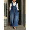 image:imageCHARTOU Women Long Tank Denim Dress Casual Loose U Neck Pleated Overall Dress Jean Jumpsuit with PocketsBlue