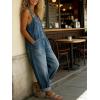 image:imageCHARTOU Women Y2k Denim Overalls Adjustable Straps Button Wide Leg Barrel Jeans Loose Baggy Jumpsuit with PocketsBlue