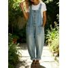 image:imageCHARTOU Women Y2k Denim Overalls Adjustable Straps Button Wide Leg Barrel Jeans Loose Baggy Jumpsuit with PocketsLight Blue