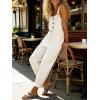 image:imageCHARTOU Women Y2k Denim Overalls Adjustable Straps Button Wide Leg Barrel Jeans Loose Baggy Jumpsuit with PocketsWhite