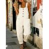 image:imageCHARTOU Women Y2k Denim Overalls Adjustable Straps Button Wide Leg Barrel Jeans Loose Baggy Jumpsuit with PocketsWhite