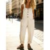 image:imageCHARTOU Women Y2k Denim Overalls Adjustable Straps Button Wide Leg Barrel Jeans Loose Baggy Jumpsuit with PocketsWhite