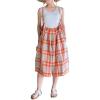 image:imageCHARTOU Women Plaid Gingham Romper Overalls Summer Cotton Linen Capri Wide Leg Pants Cute Bib JumpsuitsOrange