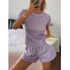 image:imageCHARTOU 2 Piece Lounge Sets for Women Summer Y2k Crop Tshirt Floral Shorts Set Matching Vacation OutfitsPurple
