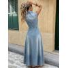 image:imageCHARTOU Women Denim Maxi Long Dress Flowy Button Down Sleeveless Polka Dot Jean Shirt DressBlue