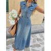 image:imageCHARTOU Women Denim Maxi Long Dress Flowy Button Down Sleeveless Polka Dot Jean Shirt DressBlue