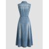 image:imageCHARTOU Women Denim Maxi Long Dress Flowy Button Down Sleeveless Polka Dot Jean Shirt DressBlue