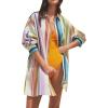 image:imageCHARTOU Women Oversized Shirt Dress Button Down Multi Striped Blouse Mini Beach SundressStriped
