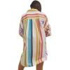 image:imageCHARTOU Women Oversized Shirt Dress Button Down Multi Striped Blouse Mini Beach SundressStriped