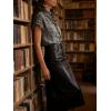 image:imageCHARTOU Women Plaid Summer Tops Ruffle V Neck Short Sleeve Button Down Shirts Casual Work BlousesBlack