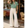 image:imageCHARTOU Women Plaid Summer Tops Ruffle V Neck Short Sleeve Button Down Shirts Casual Work BlousesGreen