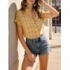 image:imageCHARTOU Women Plaid Summer Tops Ruffle V Neck Short Sleeve Button Down Shirts Casual Work BlousesYellow