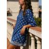 image:imageCHARTOU Womens Casual TShirt Dress Boho Paisley Print Short Sleeve Loose Fit Mini Dress for Beach Vacation SummerBlue