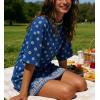 image:imageCHARTOU Womens Casual TShirt Dress Boho Paisley Print Short Sleeve Loose Fit Mini Dress for Beach Vacation SummerBlue