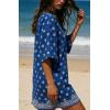 image:imageCHARTOU Womens Casual TShirt Dress Boho Paisley Print Short Sleeve Loose Fit Mini Dress for Beach Vacation SummerBlue