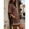 image:imageCHARTOU Womens Casual TShirt Dress Boho Paisley Print Short Sleeve Loose Fit Mini Dress for Beach Vacation SummerBrown