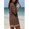 image:imageCHARTOU Womens Casual TShirt Dress Boho Paisley Print Short Sleeve Loose Fit Mini Dress for Beach Vacation SummerBrown