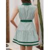image:imageCHARTOU Womens Summer Sleeveless Belted Short Striped Button Down Shirt Dress with PocketsGreen