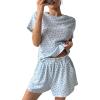 image:imageCHARTOU 2 Piece Lounge Sets for Women Summer Y2k Crop Tshirt Floral Shorts Set Matching Vacation OutfitsBlue