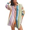 image:imageCHARTOU Women Oversized Shirt Dress Button Down Multi Striped Blouse Mini Beach SundressStriped