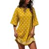 image:imageCHARTOU Womens Casual TShirt Dress Boho Paisley Print Short Sleeve Loose Fit Mini Dress for Beach Vacation SummerYellow