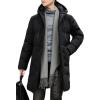 image:imageCHARTOU Mens Winter Thermal Hooded Quilted Parka Waterproof Anorak Puffer Jacket OvercoatBlack